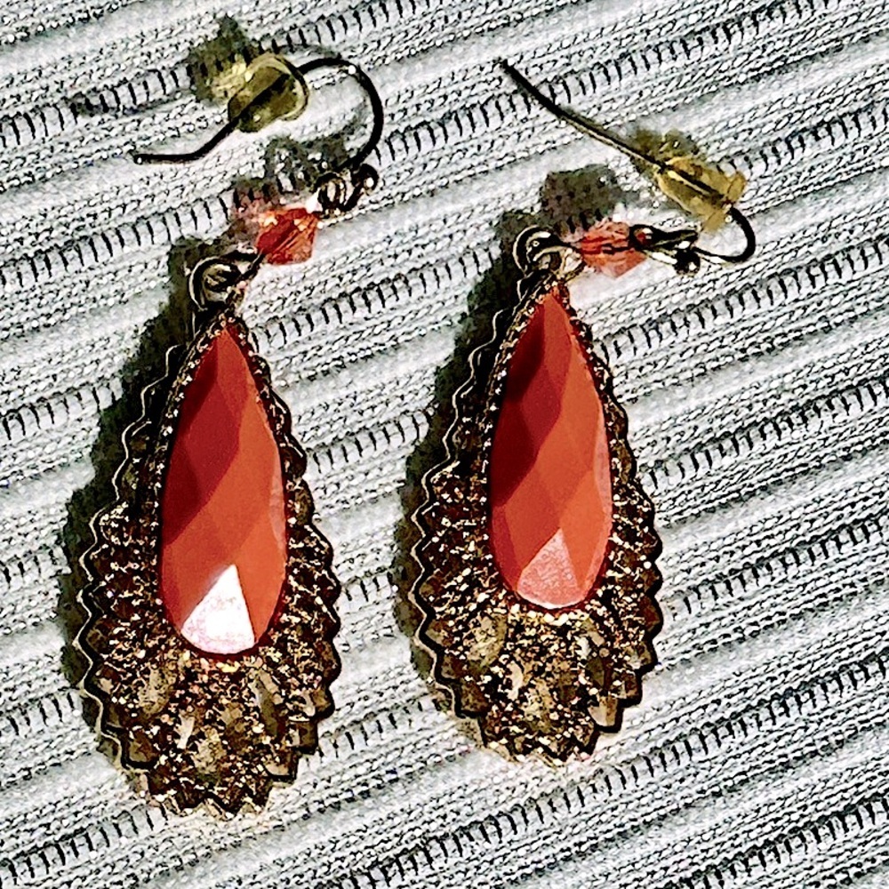 Orange and Gold Dangling Earrings